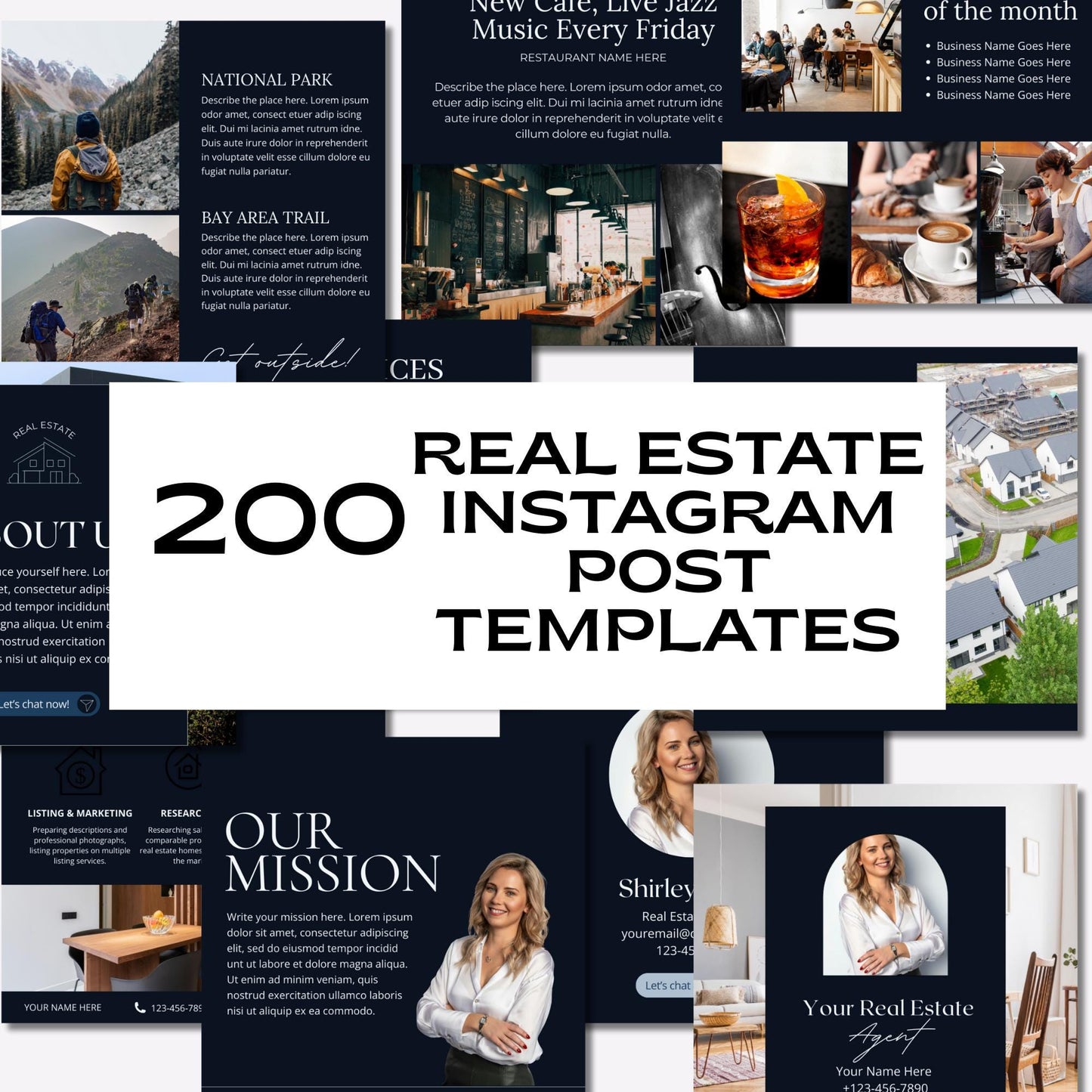 Instagram Post Templates For Real Estate, 200 Social Media Post Includes: Open House Expired Listing Under Contract Q & A Tips Just Listed