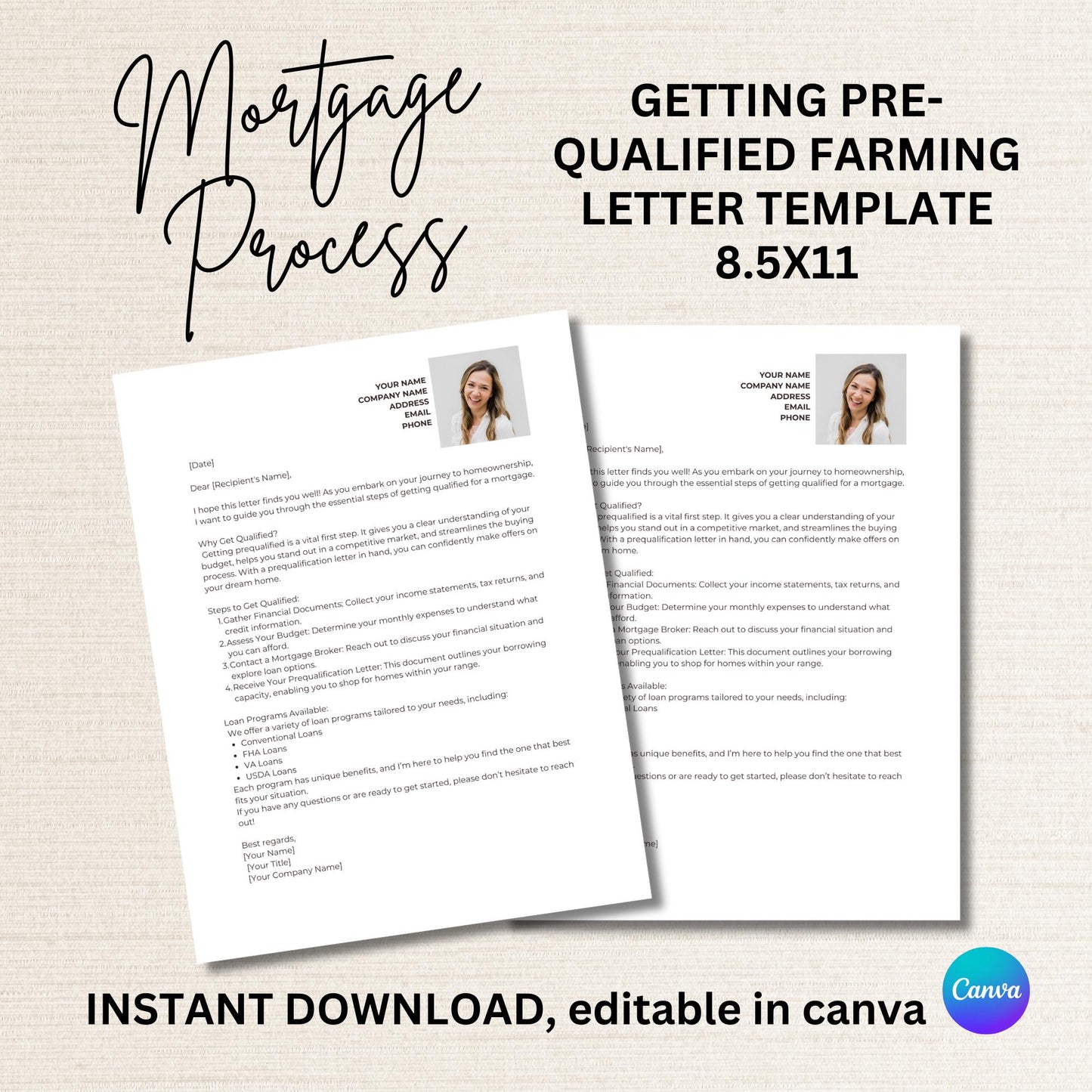 Mortgage process getting prequalified template letter for mortgage brokers loan agent, minimalist formal style letter template for marketing