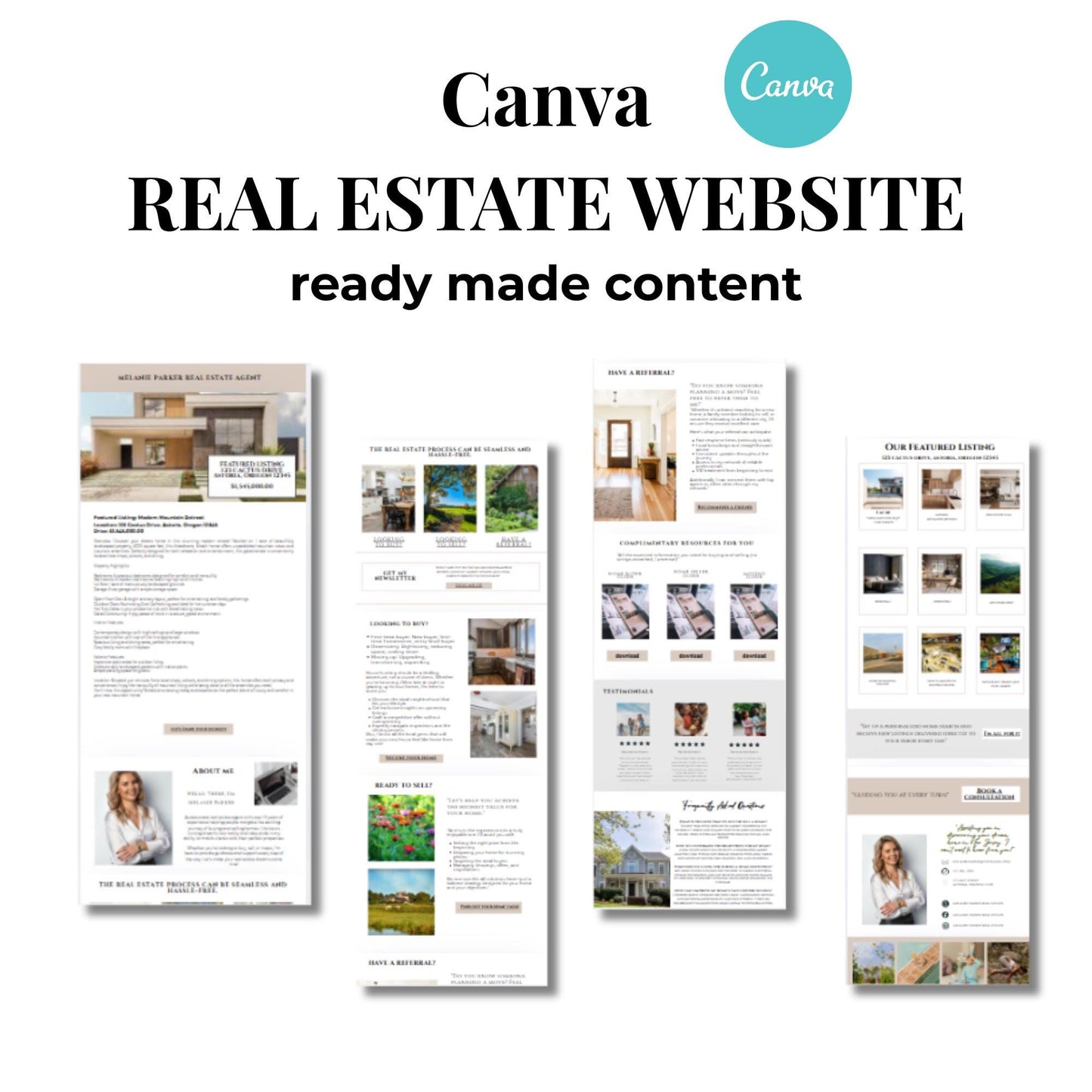 Featured Listing Real Estate Canva Website Template, Landing Page, Lead Magnet, Modern Real Estate Agent Website Template, Instagram,