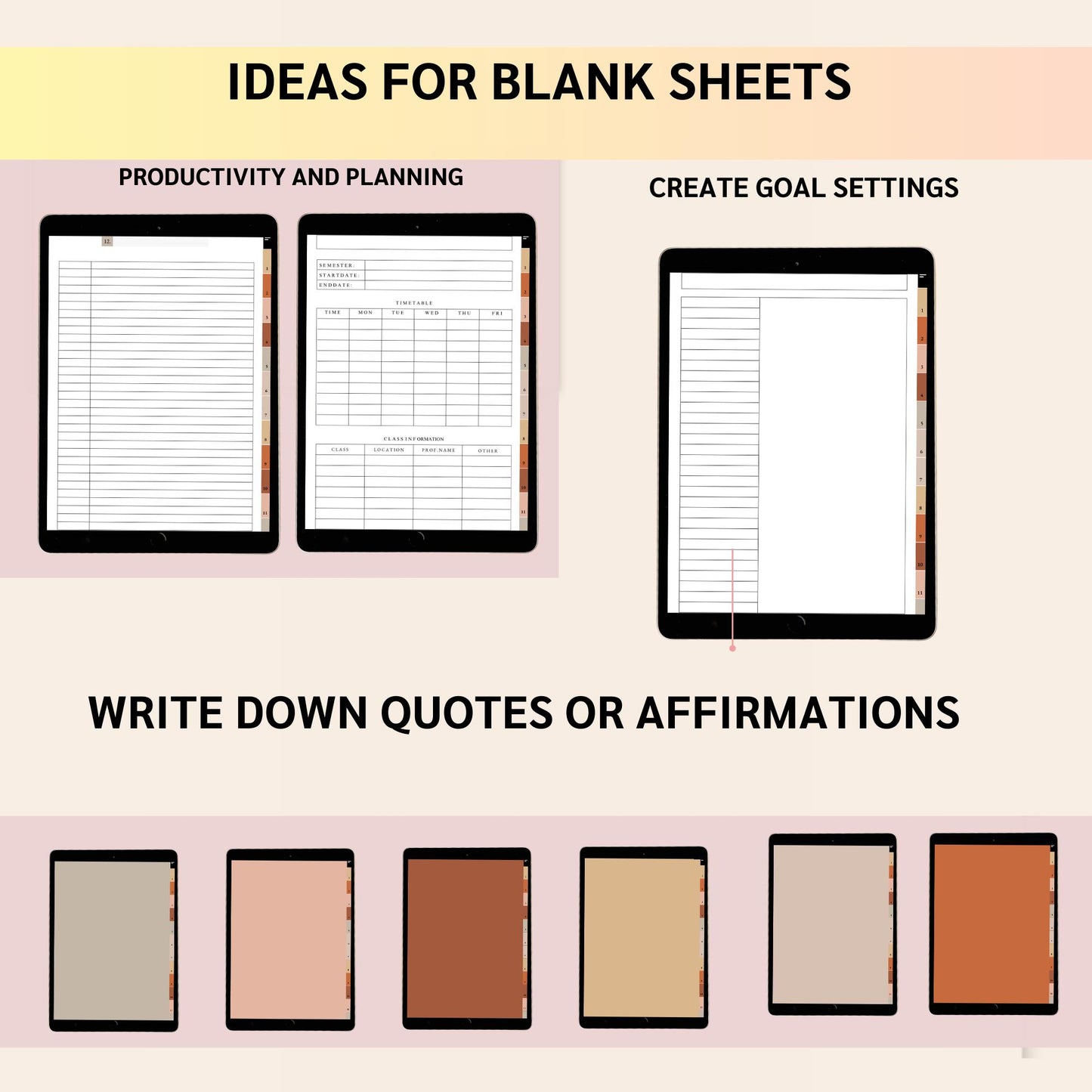 Digital Notebook Planner Hyperlinked GoodNotes Template | Reusable Blank Pages, To-Do Lists, Habit Tracker, Aesthetic PDF for iPad & Tablet"