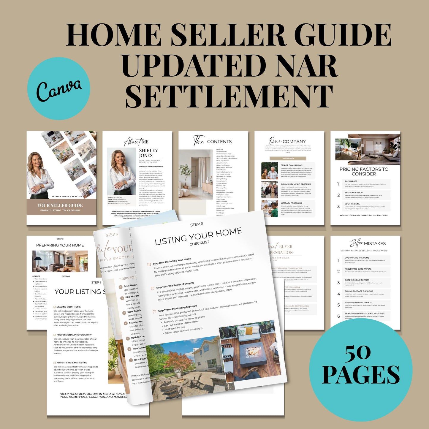 Home Seller And Buyer Guide Template Updated With Nar Settlement, Real Estate Marketing, Home Seller Buyer Process, Listing Presentation