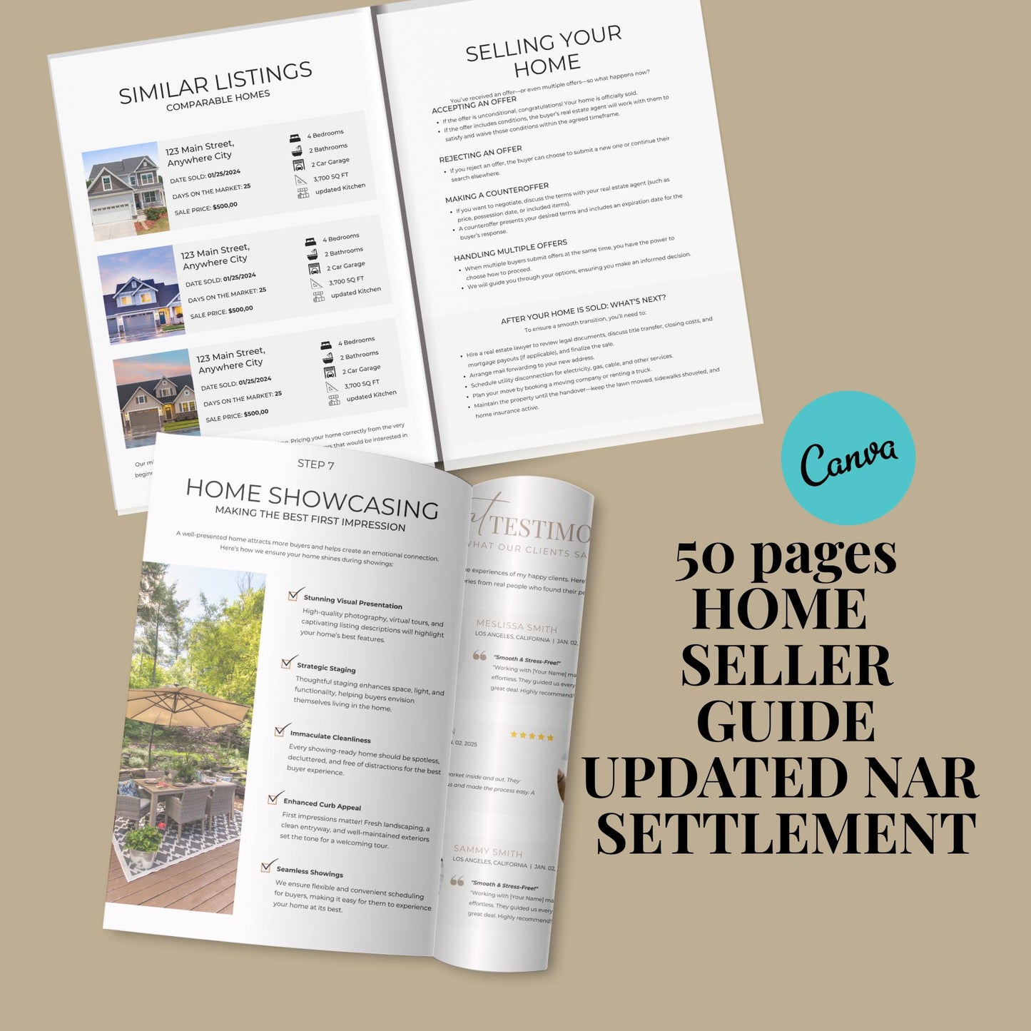 Home Seller And Buyer Guide Template Updated With Nar Settlement, Real Estate Marketing, Home Seller Buyer Process, Listing Presentation