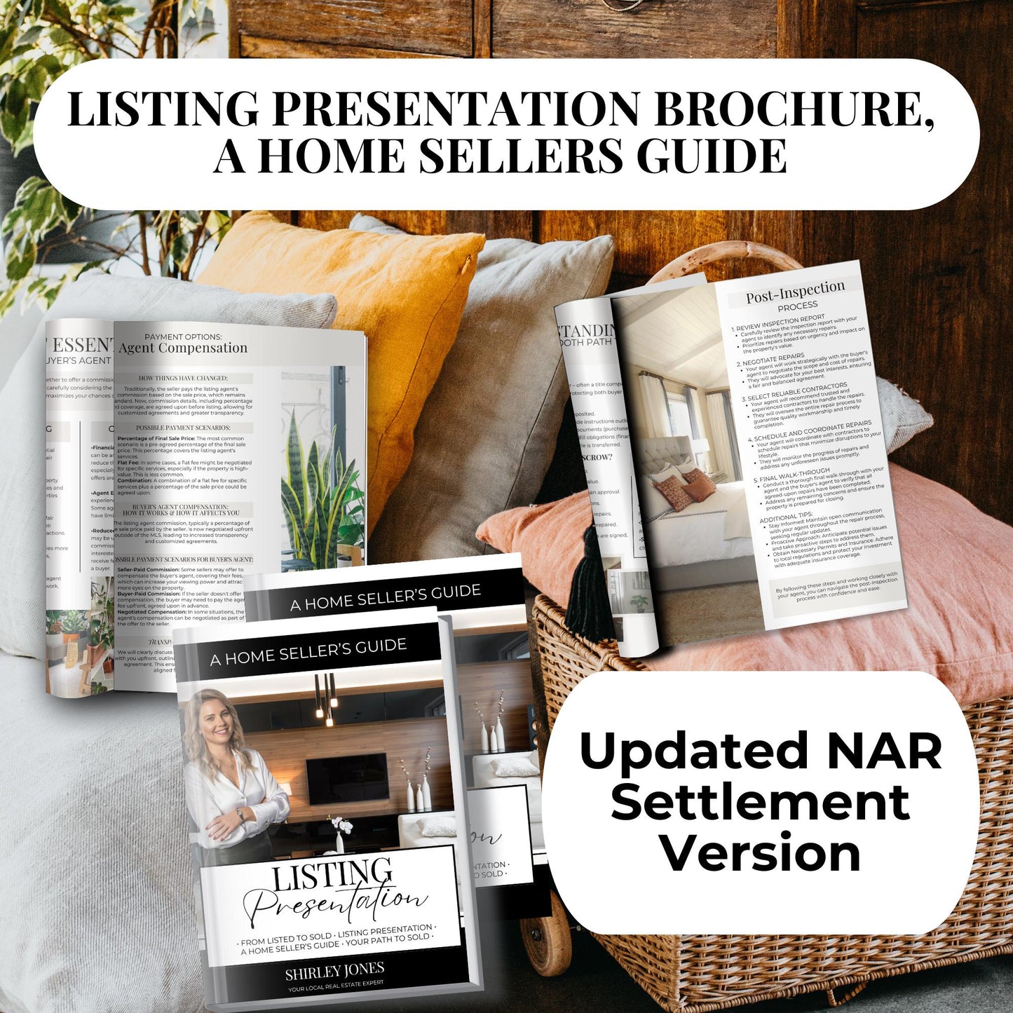 Listing Presentation 43 Pages Template, NAR Settlement Real Estate Marketing, Real Estate Canva Template, Listing Brochure, Sellers Guide
